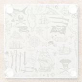 Piratenthema: nautisch patroon. glazen onderzetter (Achterkant)