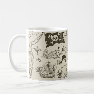 Piratenthema:  nautisch patroon. koffiemok