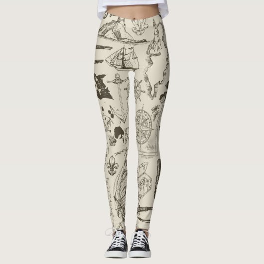 Piratenthema: nautisch patroon. leggings (Voorkant)
