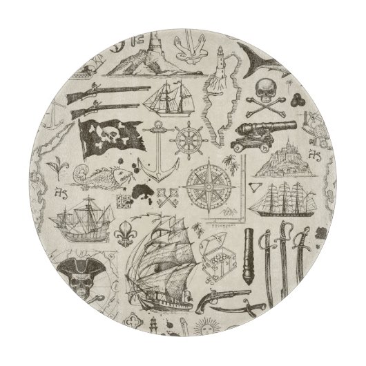 Piratenthema: nautisch patroon. snijplank (Voorkant)