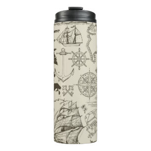 Piratenthema:  nautisch patroon. thermosbeker