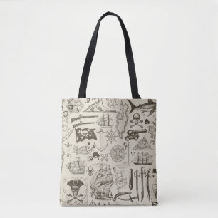 Piratenthema:  nautisch patroon. tote bag