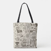 Piratenthema:  nautisch patroon. tote bag (Achterkant)