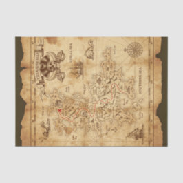 Piratenthema Oude Vintage Schatkaart Verjaardagsfe Tissuepapier
