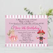 Piratenthema prinses verjaardagsfeest uitnodiging (Staand voorkant)