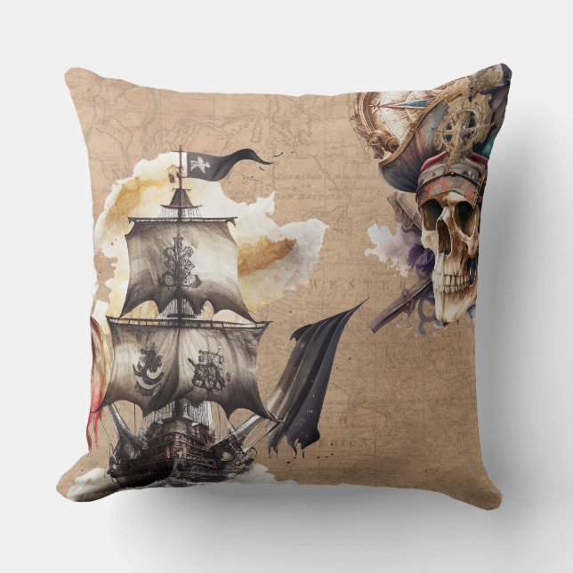 Piratenthema uit het verleden kussen (Voorkant)