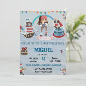 PIRATENTHEMA VERJAARDAG EINVITE KAART (Staand voorkant)