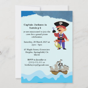 Piratenthema Verjaardagsfeest Uitnodiging