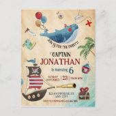 Piratenthema verjaardagsfeestje briefkaart (Voorkant)