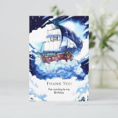 Piratenthema verjaardagsfeestje voor kinderen bedankkaart (Staand voorkant)