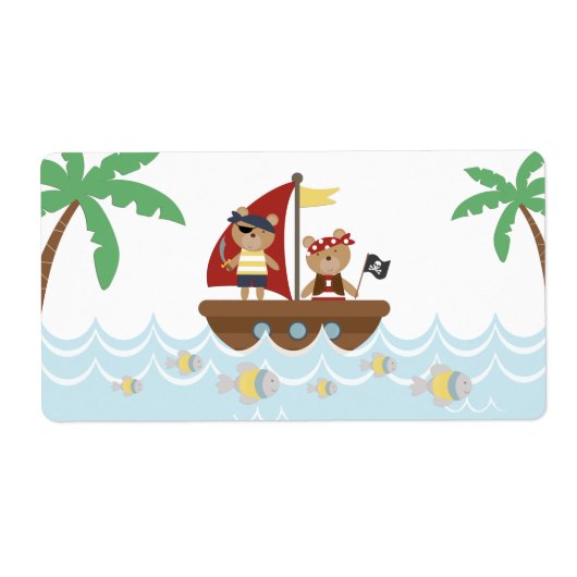 Piratenthema Verjaardagsfeestje Waterfles Labels (Voorkant)
