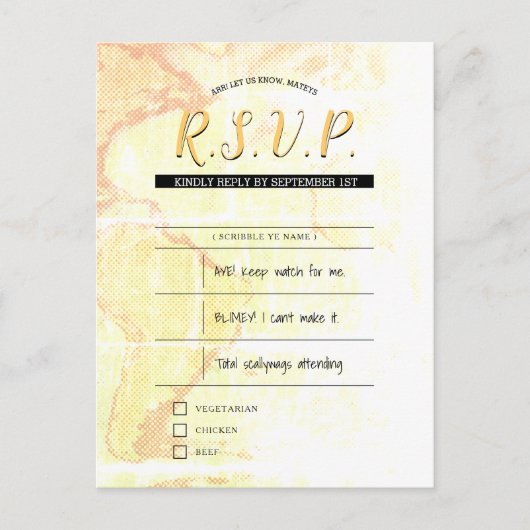 Piratenuw RSVP-inserts Uitnodiging Briefkaart (Voorkant)