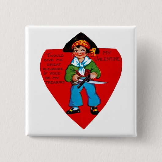  piratenValentijn Vierkante Button 5,1 Cm (Voorkant)