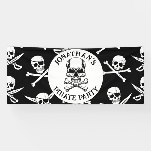 Piratenverjaardag onder het thema zee spandoek (Horizontaal)