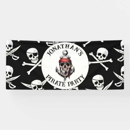 Piratenverjaardag onder het zee spandoek (Horizontaal)