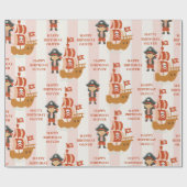 piratenverjaardag | Red Ship en kapitein Cadeaupapier (Vlak)