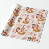 piratenverjaardag | Red Ship en kapitein Cadeaupapier (Uitgerold)