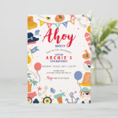 Piratenverjaardagsfeestje Ahoy Matey Boy Kaart (Staand voorkant)