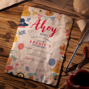 Piratenverjaardagsfeestje Ahoy Matey Boy Kaart