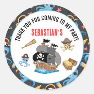 piratenverjaardagsfeestje ronde sticker