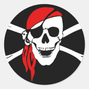 piratenvlag Botten schedel gevaarsymbool Ronde Sticker