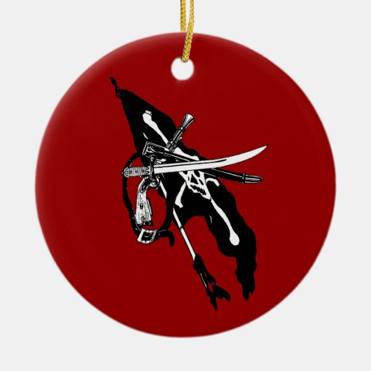  piratenvlag, Jolly Roger Skull Crossbones Keramisch Ornament (Voorkant)