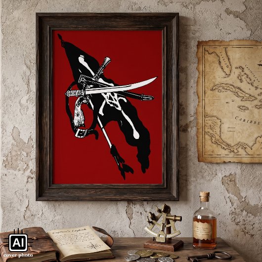 piratenvlag, Jolly Roger Skull Crossbones Poster