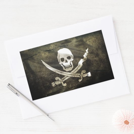 Piratenvlag Rechthoekige Sticker (Envelop)