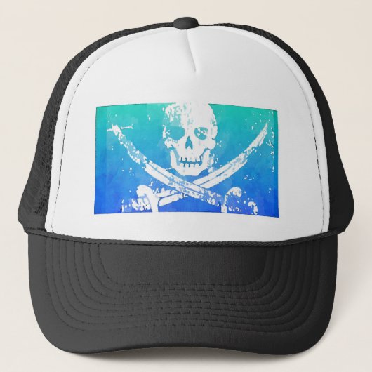 piratenvlag schedel zwaard trucker pet (Voorkant)