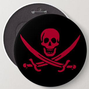 Piratenvlag van Calico Jack met doodskop en zwaard Ronde Button 6,0 Cm