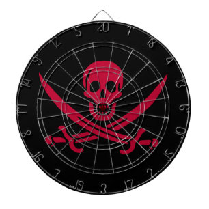 Piratenvlag van Calico Jack Schedel met gekruiste  Dartbord