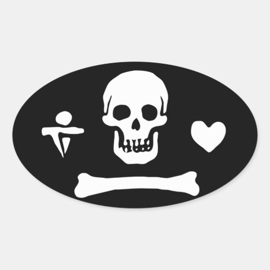 Piratenvlag van Stede Bonnet Ovale Sticker (Voorkant)