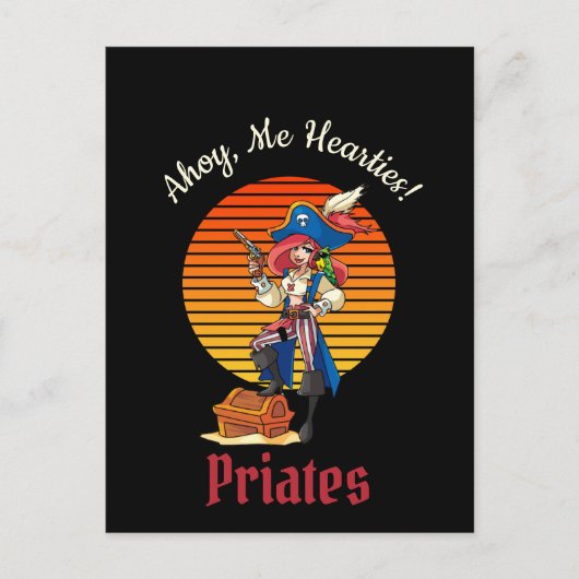 Piratenvrouw Kapitein  Briefkaart (Voorkant)