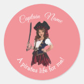 Piratenvrouw Ronde Sticker (Voorkant)