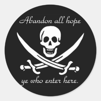 Piratenwaarschuwing Ronde Sticker