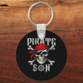 Piratenzoon Jolly Roger Vlag en schedelkruisbeende Sleutelhanger (Voorkant)