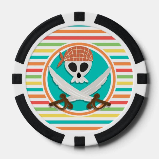 Piratenzwaarden; Heldere regenboogstrepen Poker Chips (Voorkant)
