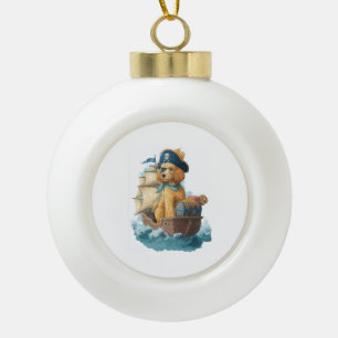 Piratepoedel � Grappige zeehond Keramische Bal Ornament