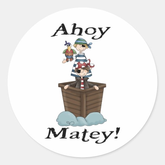 Pirates Ahoy Matey Ronde Sticker (Voorkant)