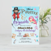 Pirates and Mermaid Birthday Invitation Kaart (Staand voorkant)