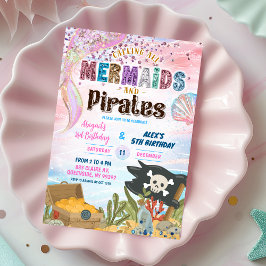 Pirates and Mermaids Joint Birthday invitation Kaart