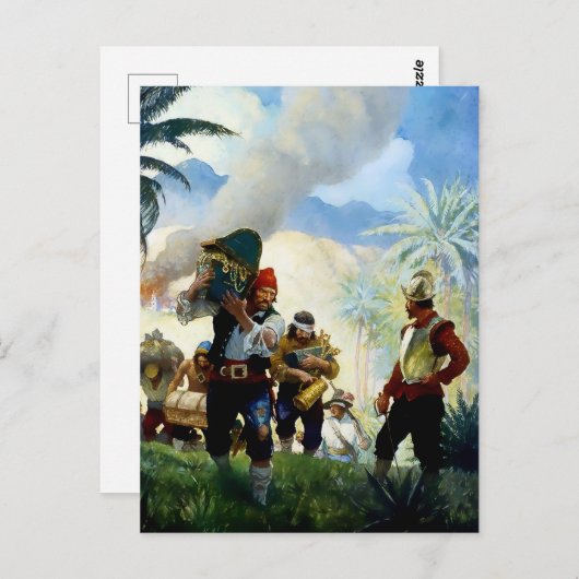 "Pirates and Plunder" van NC Wyeth Briefkaart (Voorkant / Achterkant)