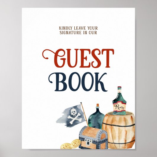 Pirates Baby shower Guest Book Sign Poster (Voorkant)