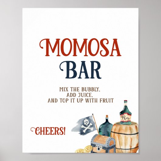 Pirates Baby shower Momosa Bar Poster (Voorkant)