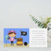 Pirates Birthday Party Invitations (voor meisjes) Kaart (Staand voorkant)