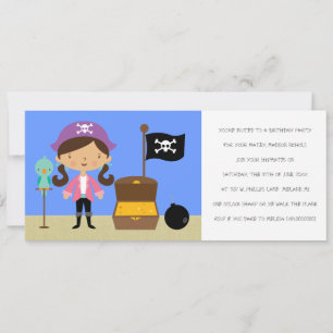 Pirates Birthday Party Invitations (voor meisjes) Kaart