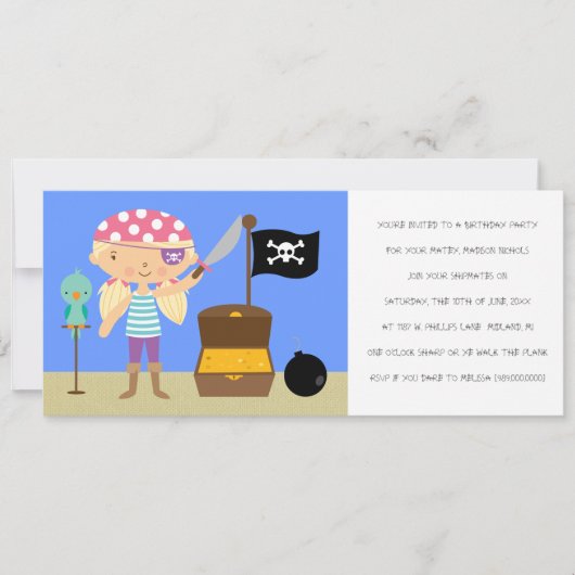 Pirates Birthday Party Invitations (voor meisjes) Kaart (Voorkant)