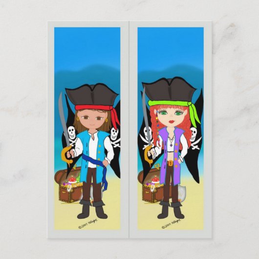 Pirates Bookmark on Postcard Briefkaart (Voorkant)