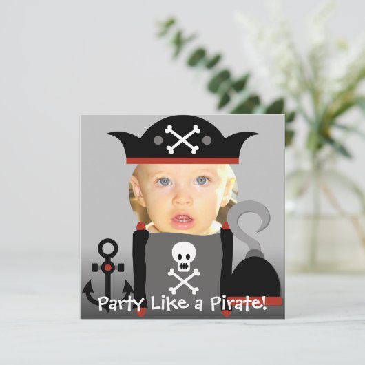 Pirates Boy party als een pirate Birthday nodigt Kaart (Staand voorkant)
