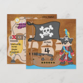 Pirates Boy Pirate Ship Birthday Invitations Kaart (Voorkant / Achterkant)